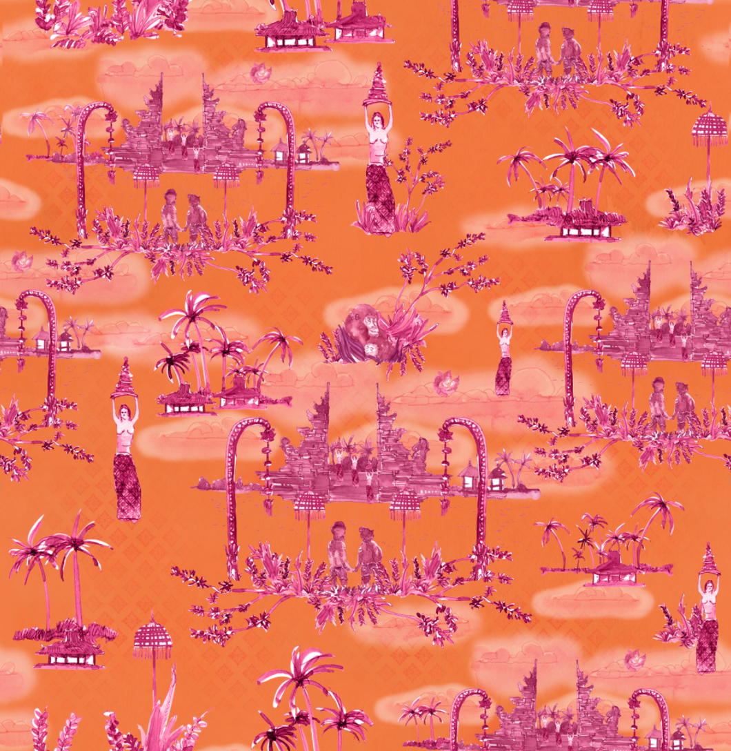 'Bali' Coral Wallpaper