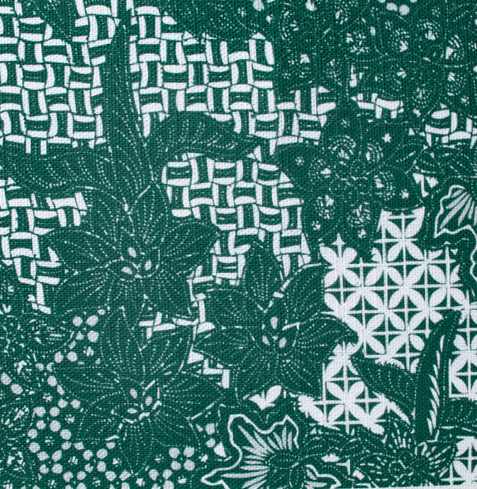 'Coastal I' Cotton Linen Fabric - Green