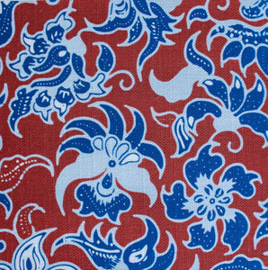 'Coastal III' Cotton Linen Fabric - Red