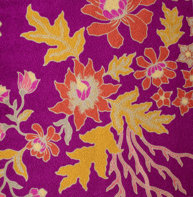 'Coastal VI' Velvet Fabric - Fuchsia