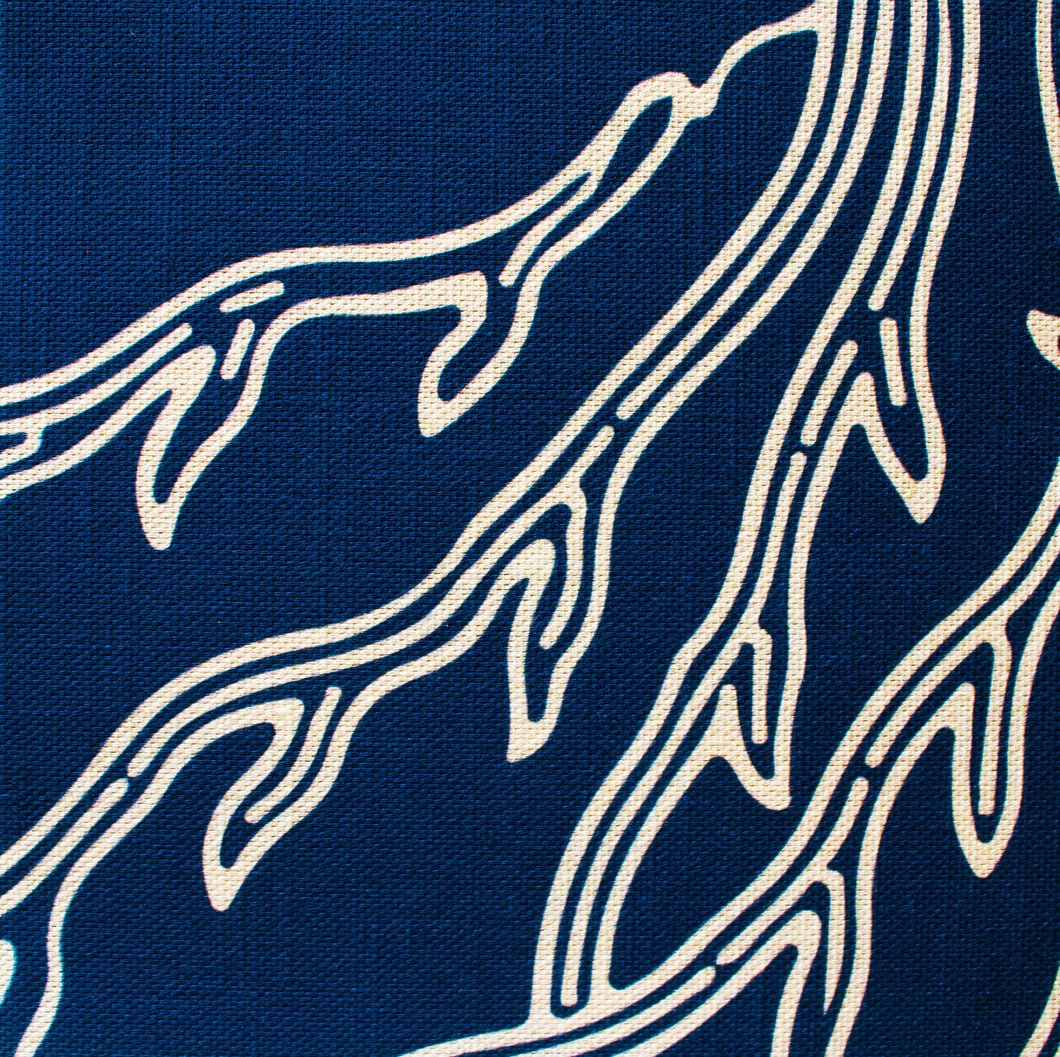 'Coastal VII' Cotton Linen Fabric - Midnight